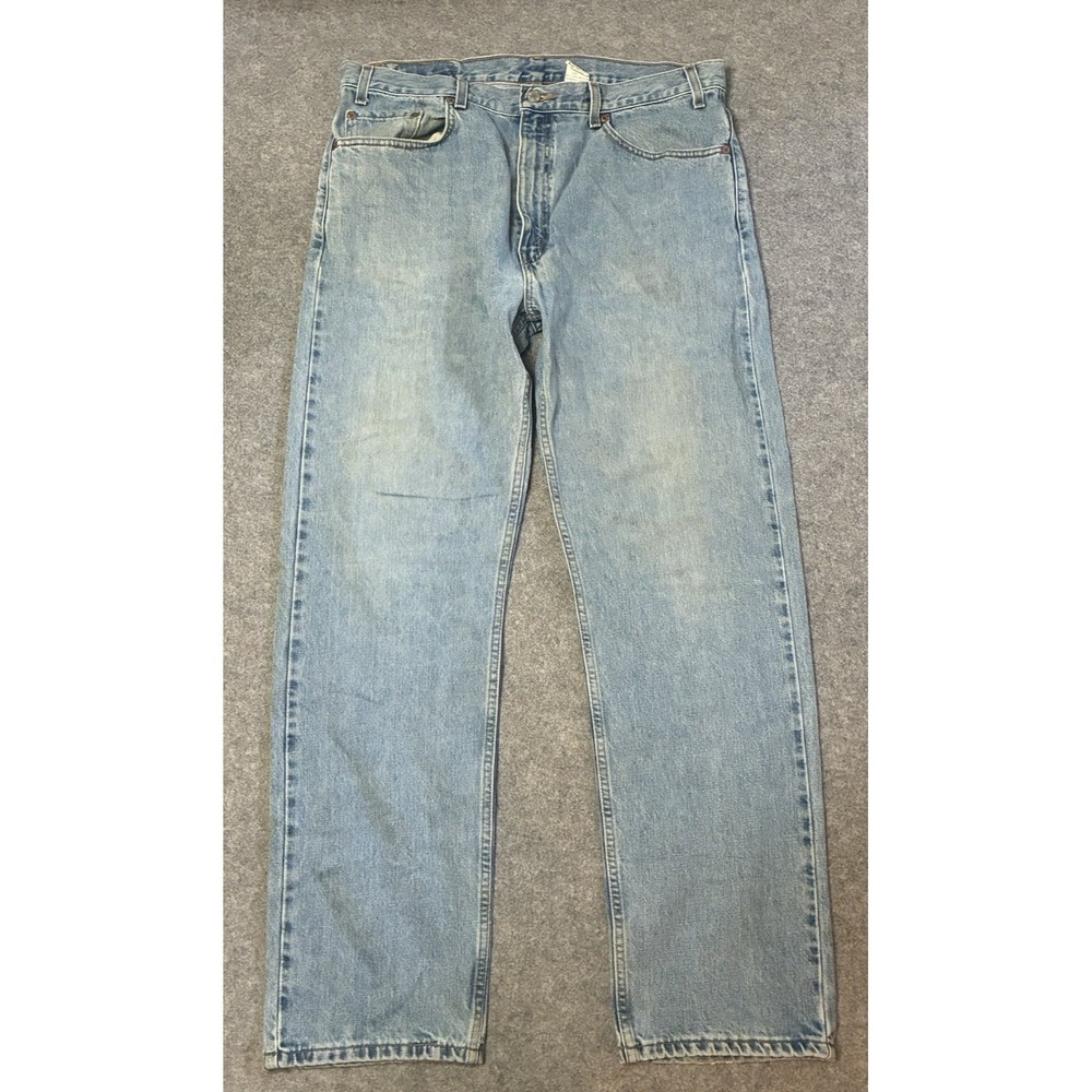 Vintage Levis 505 Jeans Mens 37x32 Denim Blue Distressed Straight Leg 90s Y2K